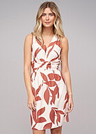 Cloud5ive Dames Jurk met rimpeling en bloemenprint koper bruin beige