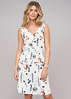 Cloud5ive Dames Jurk met knoopsluiting en bloemenprint wit