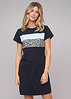 Cloud5ive Dames Jurk in Colorblock T-shirt-Design met Ronde Hals marineblauw