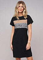 Cloud5ive Dames Jurk in Colorblock T-shirt-Design met Ronde Hals zwart