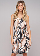 Cloud5ive Dames Jurk met Knoopsluiting en Knoopdetails Abstracte Print veelkleurig