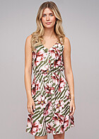 Cloud5ive Dames Jurk met Knoopsluiting en Knoopdetails Bloemen-Dierenprint veelkleurig