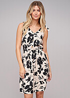 Cloud5ive Dames Jurk met Knoopsluiting en Knoopdetails Florale Print beige zwart