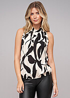 Cloud5ive Dames Choker Top met Elastische Boord en All-Over Bloemenprint beige zwart