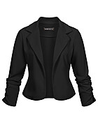 Cloud5ive Dames Cropped Blazer met Gerimpelde Mouwen zwart