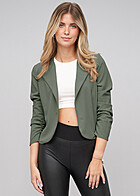 Cloud5ive Dames Cropped Blazer met Geraffelde Mouwen military groen