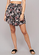 Cloud5ive Dames Stappenrok met All Over Bloemen Print zwart veelkleurig