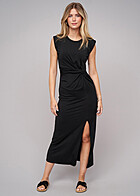 Cloud5ive Dames Maxi Jurk met Zijsplit zwart