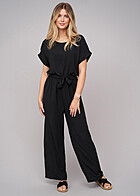 Cloud5ive Dames Jumpsuit met Bindceintuur en Split Achteraan zwart