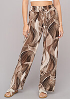 Cloud5ive Dames Zomerbroek met All Over Abstract Print bruin