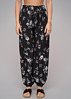 Cloud5ive Dames Zomerbroek met All Over Bloemen Print zwart