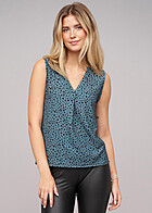 Cloud5ive Dames Top met V-Hals en All Over Dierenprint zwart groen