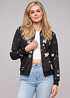 Cloud5ive Dames Blouson Bomberjack met Bloemen Print zwart veelkleurig