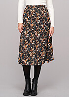 Cloud5ive Dames Midi Rok met Bloemen Print zijsplit zwart veelkleurig