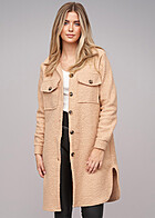 Cloud5ive Dames Teddy Mantel in Longform Blouse-stijl beige