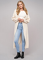 Cloud5ive Dames Grofgebreide Longform Cardigan beige