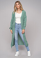 Cloud5ive Dames Grofgebreide Longform Cardigan groen