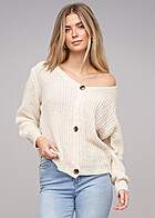 Cloud5ive Dames Gebreide Jas Cardigan met Knoopsluiting en V-Hals beige