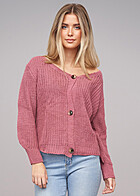 Cloud5ive Dames Gebreide Jas Cardigan met Knoopsluiting en V-Hals nostalgia rose
