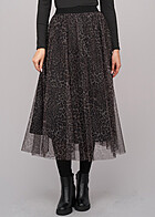 Cloud5ive Dames Longform Rok 2-laags met Luipaard Print zwart