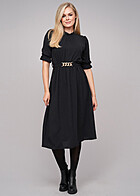 Cloud5ive Dames Lange Mouw Jurk met Ketting-Bindceintuur zwart
