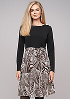 Cloud5ive Dames Lange Mouw Jurk met Bloemen Print zwart bruin