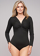 Cloud5ive Dames Lange Mouw Body in Wickeloptiek zwart
