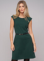 Cloud5ive Damen Basic Kleid mit Rundhals inkl. Grtel petrol grn