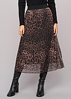 Cloud5ive Damen Rock 2-lagig mit Leo-Print schwarz