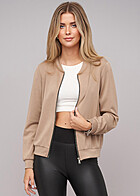 Cloud5ive Damen Soft Touch Blouson Jacke mit Zipper beige