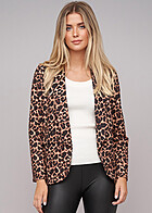 Cloud5ive Damen Langarm Blazer mit Leo-Print braun