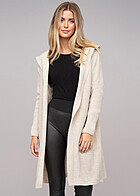 Cloud5ive Damen Longform Cardigan mit Kapuze beige