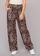 Cloud5ive Damen Wide Cut Hose mit 2-Pockets und Leo-Print braun