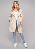 Cloud5ive Damen Coatigan mit Bindegrtel und 2-Pockets beige