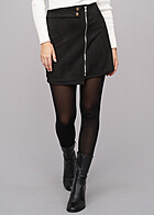 Cloud5ive Damen Kunstleder Velour Rock mit Zipper schwarz