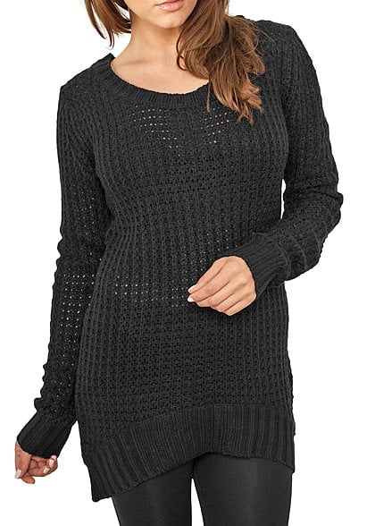 Urban Classics Damen Long Pullover Wideneck Sweater schwarz - Art.-Nr.: 17125461