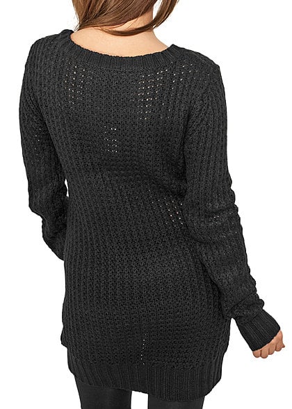 Urban Classics Damen Long Pullover Wideneck Sweater schwarz