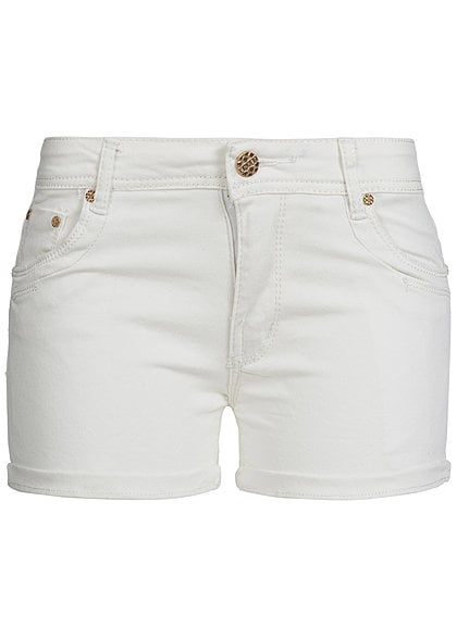 Madonna Damen Jeans Short RENISE 10-628-B mit Aufschlag 5-Pocket weiss