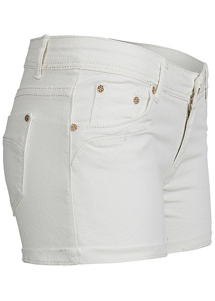 Madonna Damen Jeans Short RENISE 10-628-B mit Aufschlag 5-Pocket weiss