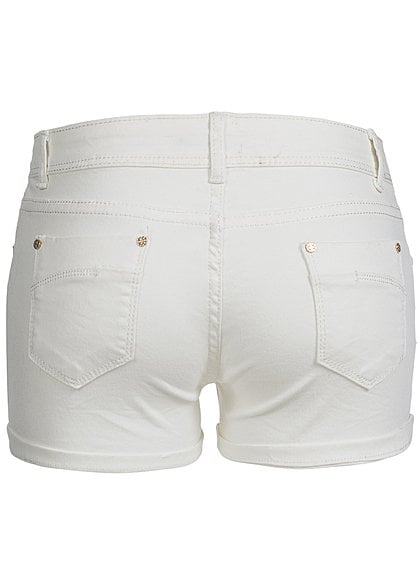 Madonna Damen Jeans Short RENISE 10-628-B mit Aufschlag 5-Pocket weiss