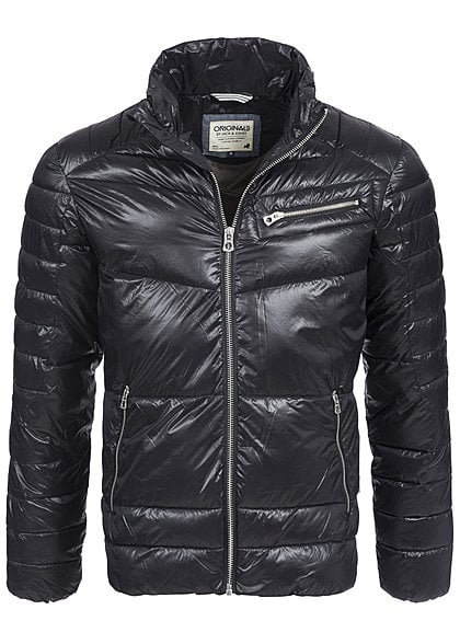 Jack and Jones Herren Jacke SKIPPER 12096864 Stehkragen 3 Zipper schwarz