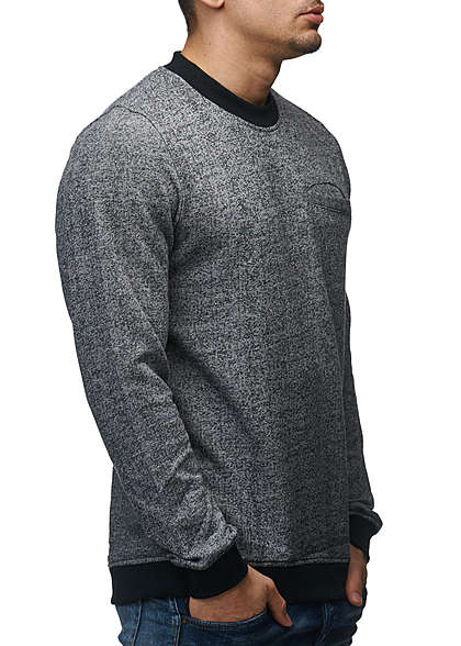 Jack and Jones Herren Sweater Crew Neck Brusttasche Regular Fit schwarz melange