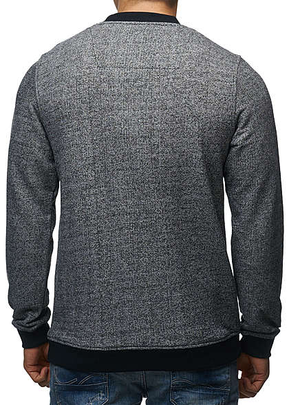 Jack and Jones Herren Sweater Crew Neck Brusttasche Regular Fit schwarz melange