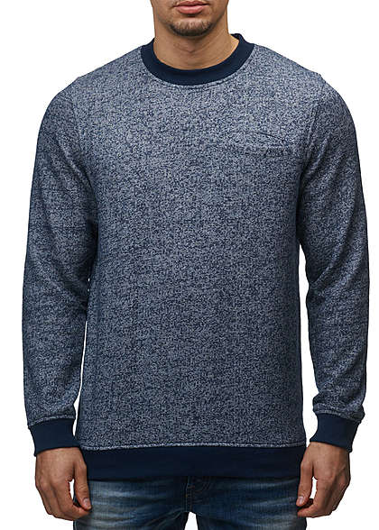 Jack and Jones Herren Sweater Crew Neck Brusttasche Regular Fit navy blazer melange