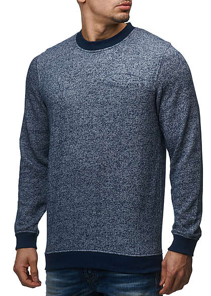 Jack and Jones Herren Sweater Crew Neck Brusttasche Regular Fit navy blazer melange