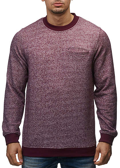Jack and Jones Herren Sweater Crew Neck Brusttasche Regular Fit fig rot melange