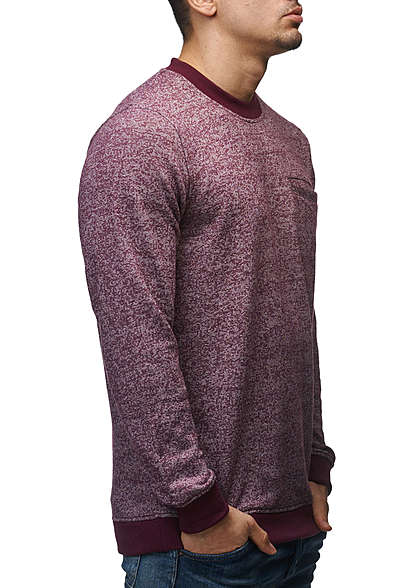 Jack and Jones Herren Sweater Crew Neck Brusttasche Regular Fit fig rot melange