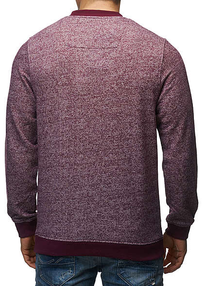 Jack and Jones Herren Sweater Crew Neck Brusttasche Regular Fit fig rot melange