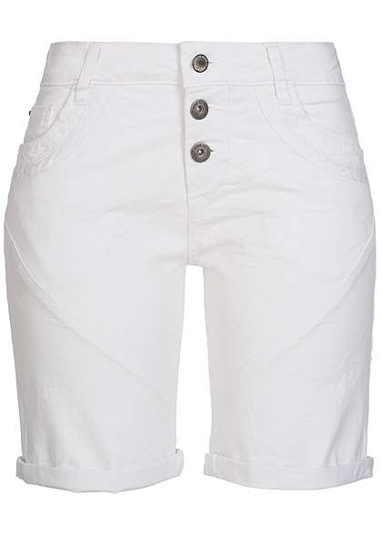 Eight2Nine Damen Bermuda Short 5-Pockets Loose Fit 3 Knöpfe by Fresh Made weiss