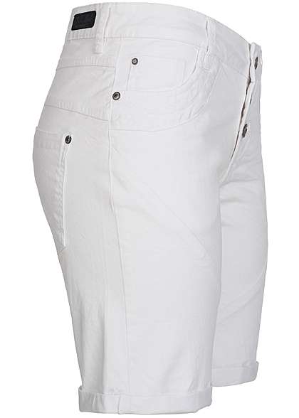 Eight2Nine Damen Bermuda Short 5-Pockets Loose Fit 3 Knöpfe by Fresh Made weiss